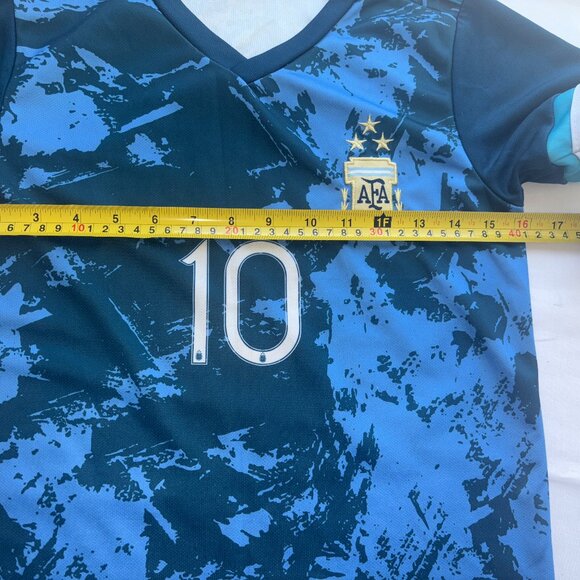 Messi 2021 Argentina #10 Leo Copa-American Away Kids Soccer Jersey Size 24 (6-7) - Picture 7 of 8